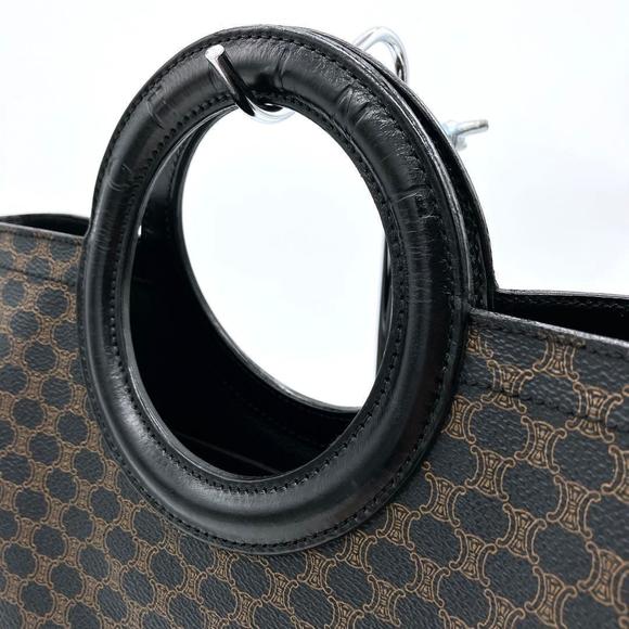 Celine Handbag Circle Handle Macadam Pattern PVC Black - Picture 8 of 10
